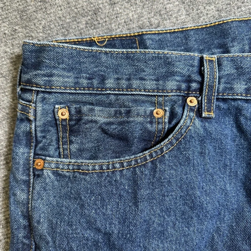 Levis 505 Regular Fit Jeans Mens 36x32 Dark Wash Straight Leg 100% Cotton Denim